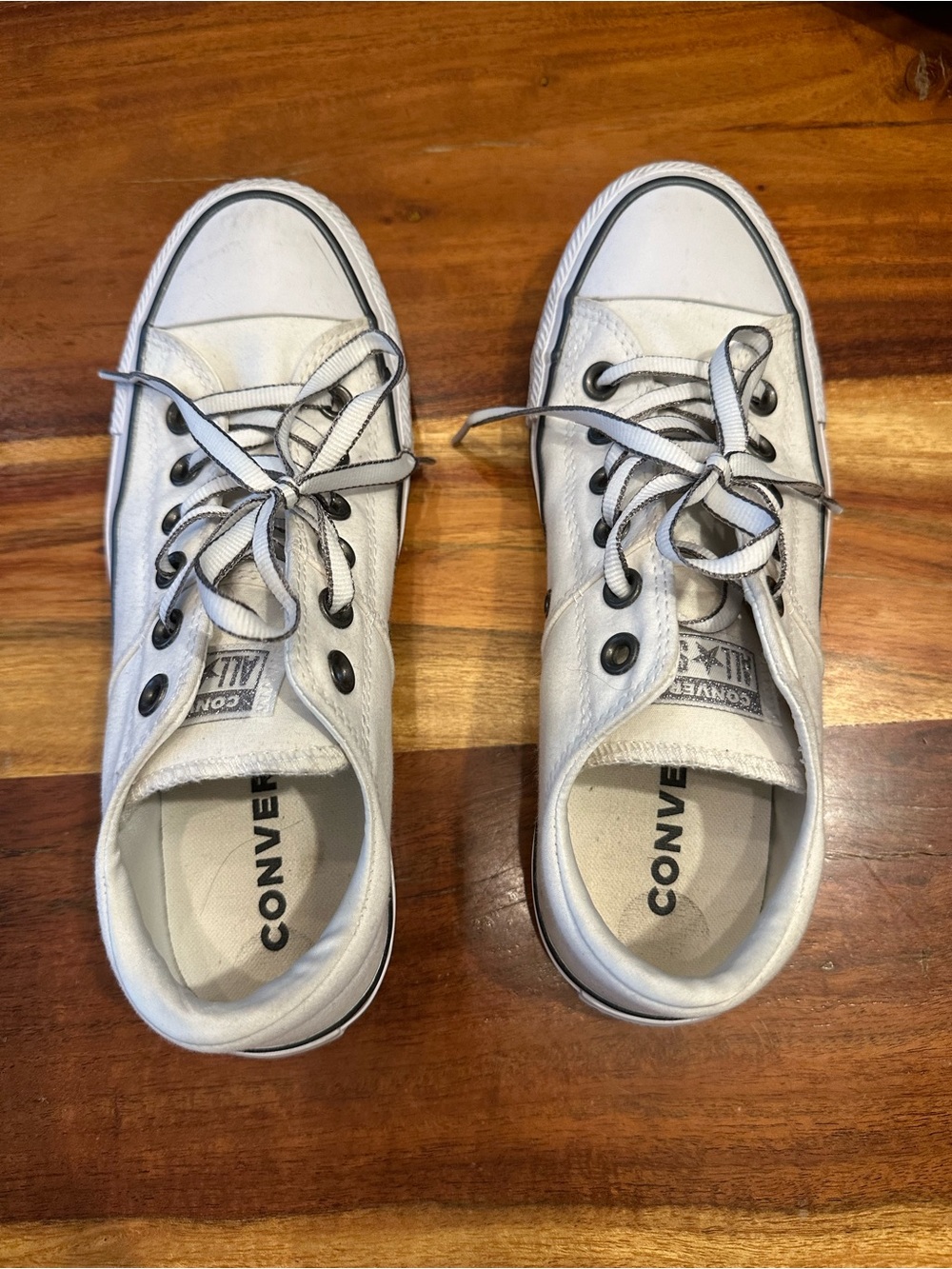Converse women’s  Low Top Sneakers - White with Black Eyelets